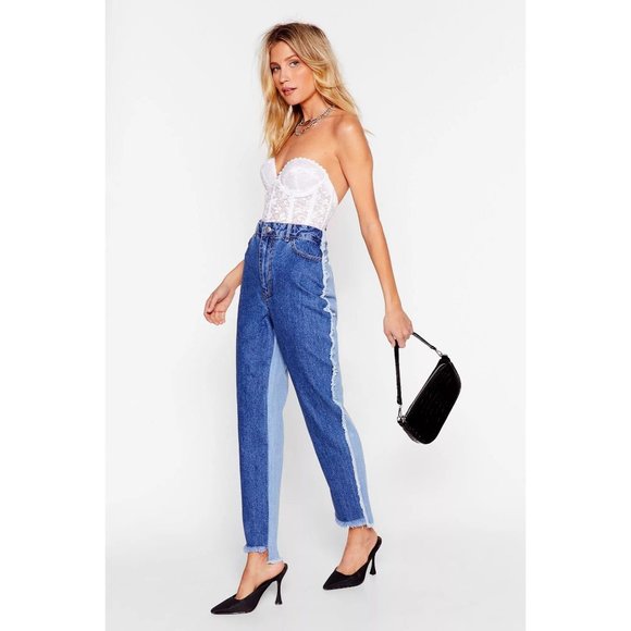 Nasty Gal Denim - Nasty Gal Two Tone Distressed Mom Jeans NWT